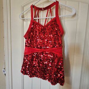 Red sequin dance tank